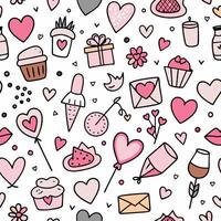 seamless pattern with hearts other items vector