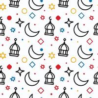 seamless pattern with arabic symbols and crescent moon vector