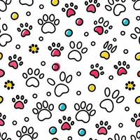 seamless pattern with paw prints and dots,,, vector