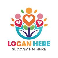 logo design for a family tree with hearts vector