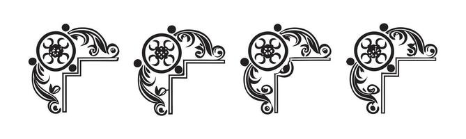 set of decorative design elements including corner pieces frames and floral ornaments art vector