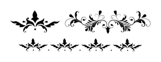 Set of border elements and page decoration elements. Border decoration elements patterns on black and white colour. vector
