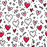 seamless pattern with hearts and doodles vector