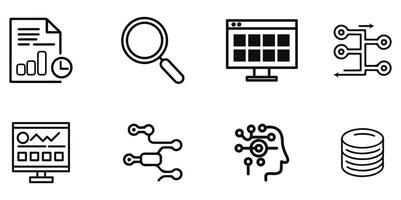 Set of Simple Line Icons Representing Data Analysis and Business Intelligence vector