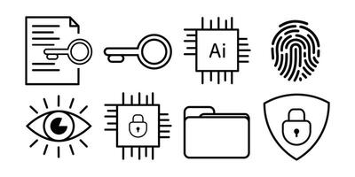 Modern Security Icons Representing Data Protection and Access Control vector