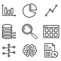 Collection of Modern Data Analysis and Business Intelligence Icons vector