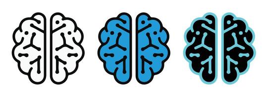 Three Variations of a Simple Brain Icon vector