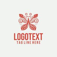 Flutter Path linear floral butterfly logo vector