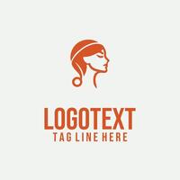 Ladys Line Art linear lady face logo vector