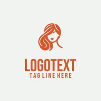 Lady Trace Design linear lady face logo vector