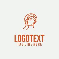 Lady in Simple Lines linear lady face logo vector