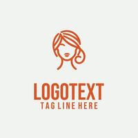 Linear Femme Portrait linear lady face logo vector