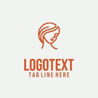 Linear Luxe Contour linear lady face logo vector
