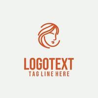 Soft Contour Art linear lady face logo vector