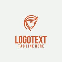 Silhouette Sketch linear lady face logo vector