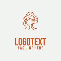 Lady in Outline linear lady face logo vector