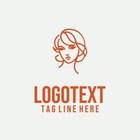 Linear Beauty Form linear lady face logo vector