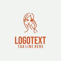 Ladys Essence Line linear lady face logo vector