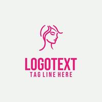 Graceful Trace linear lady face logo vector