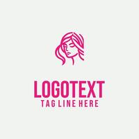 Line Reflections linear lady face logo vector