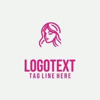 Linear Sketch Beauty linear lady face logo vector