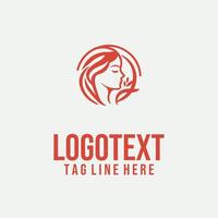 Ladys Trace linear lady face logo vector