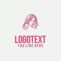 Linear Muse Glam linear lady face logo vector