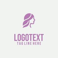 Contour Glow Line linear lady face logo vector