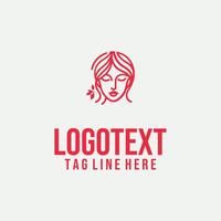 Soft Elegance Line linear lady face logo vector