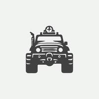 A black and white image of a truck with a gun on it vector