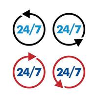 Set 24 per 7 Service Signage Template Illustration Design. EPS 10. vector