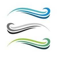 Set Blue Green Ornamental Wave Line Logo Template Illustration Design. EPS 10. vector