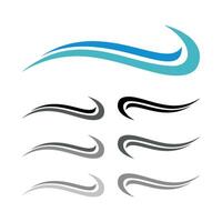 Set Blue Grey Ornamental Wave Line Logo Template Illustration Design. EPS 10. vector