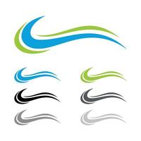 Set Green Blue Abstract Ornamental Wave Line Logo Template Illustration Design. EPS 10. vector