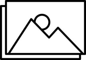 Sketch picture with mountain and sun icon isolated. Black photo gallery vector
