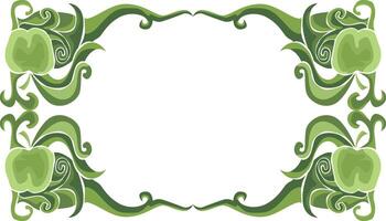 Elegant Swirl Flora and Apple Ornaments for Green-Themed Decor vector