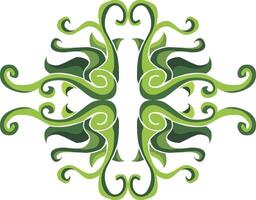 Refreshing Green Decor with Swirl Floral Elements vector