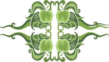 Green Decorative Swirl Flora and apple Ornaments Collection vector