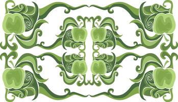 Ornamental Swirl Flora and Apple Designs for Eco-Friendly Decor vector