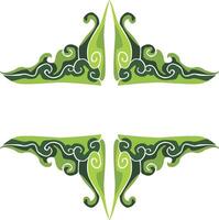 Ornamental Floral Patterns for Green Border Styling vector