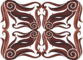 Decorative Swirl Patterns with Floral Accents in Brown vector