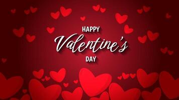 Happy Valentines day card background with hearts in red. Gradient background banner vector