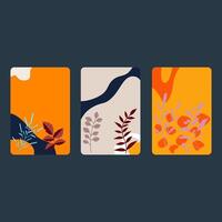 Set of autumn leaves abstract background, vector