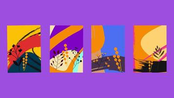 Set of color halftone pattern background vector