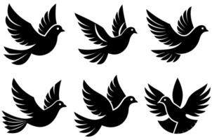 Set of eagle silhouettes with different angles vector