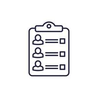 guest list line icon, people and clipboard vector