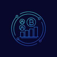bitcoin users icon, linear design vector