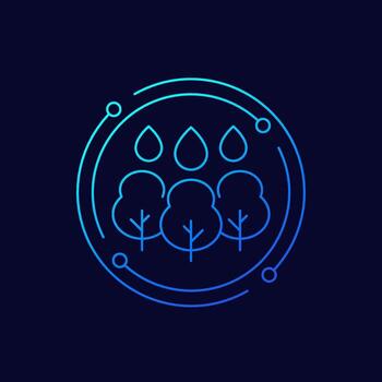 arboles y agua gotas icono, lineal diseño vector