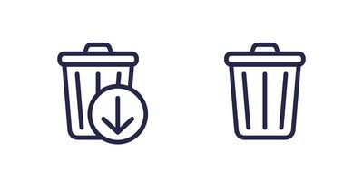 Reduce waste, trash bin icons, line vector