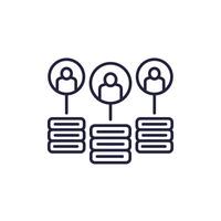 CDN line icon with users, Content delivery network vector